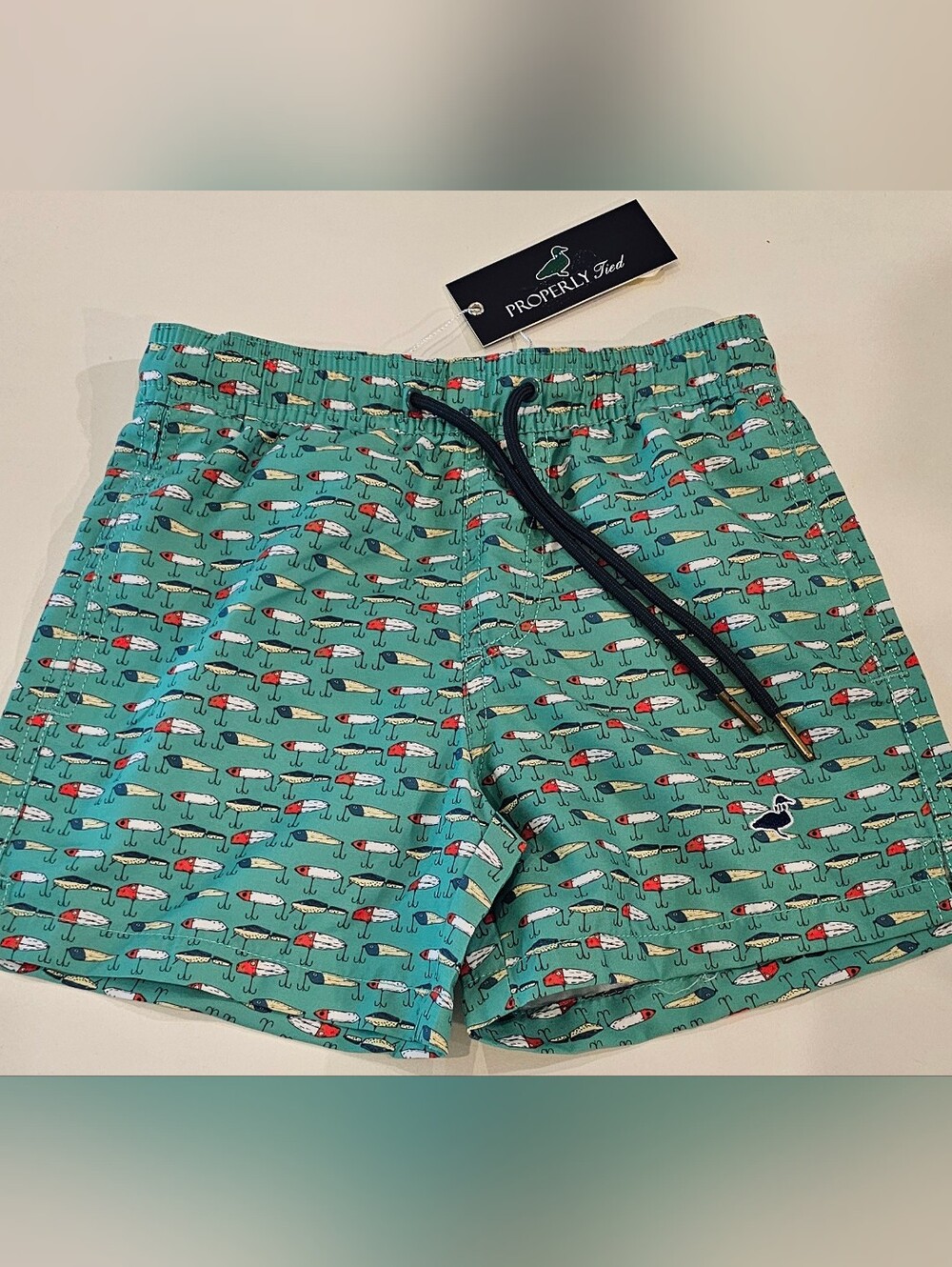 Properly Tied Kids' Vintage Lures  Print Swim Trunks